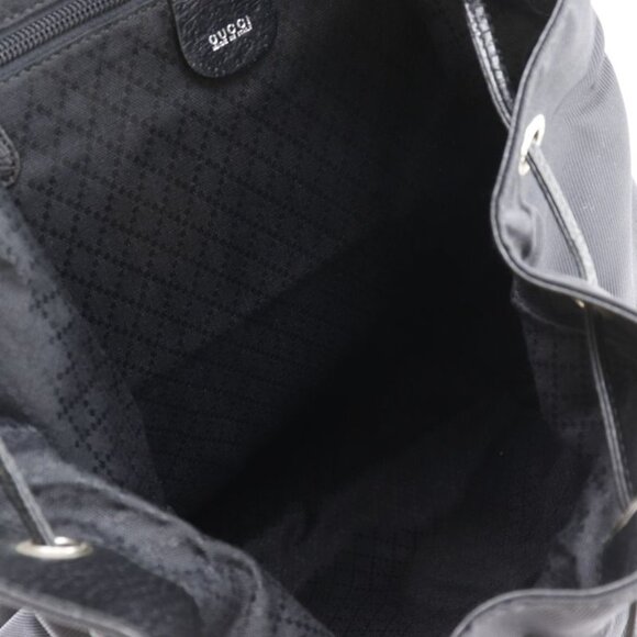 Gucci 019.2058.0173.5 Nylon Canvas And Leather Black Backpack Daypack main image 6